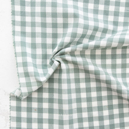 Camp Gingham- “Granite” Gray- Green- Fableism- 44” Wide- Cotton Woven- 3/8” Squares