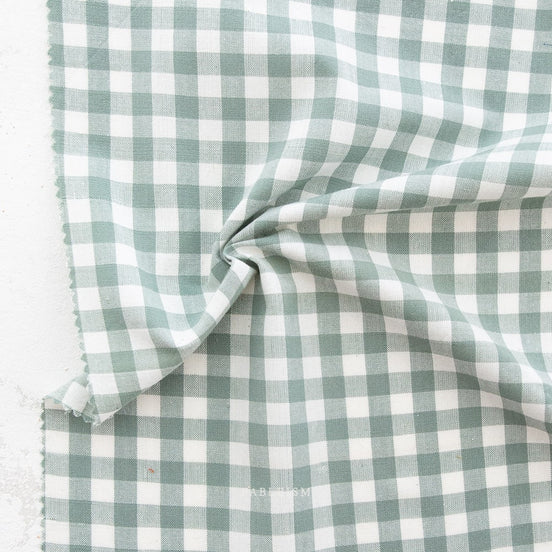 Camp Gingham- “Granite” Gray- Green- Fableism- 44” Wide- Cotton Woven- 3/8” Squares