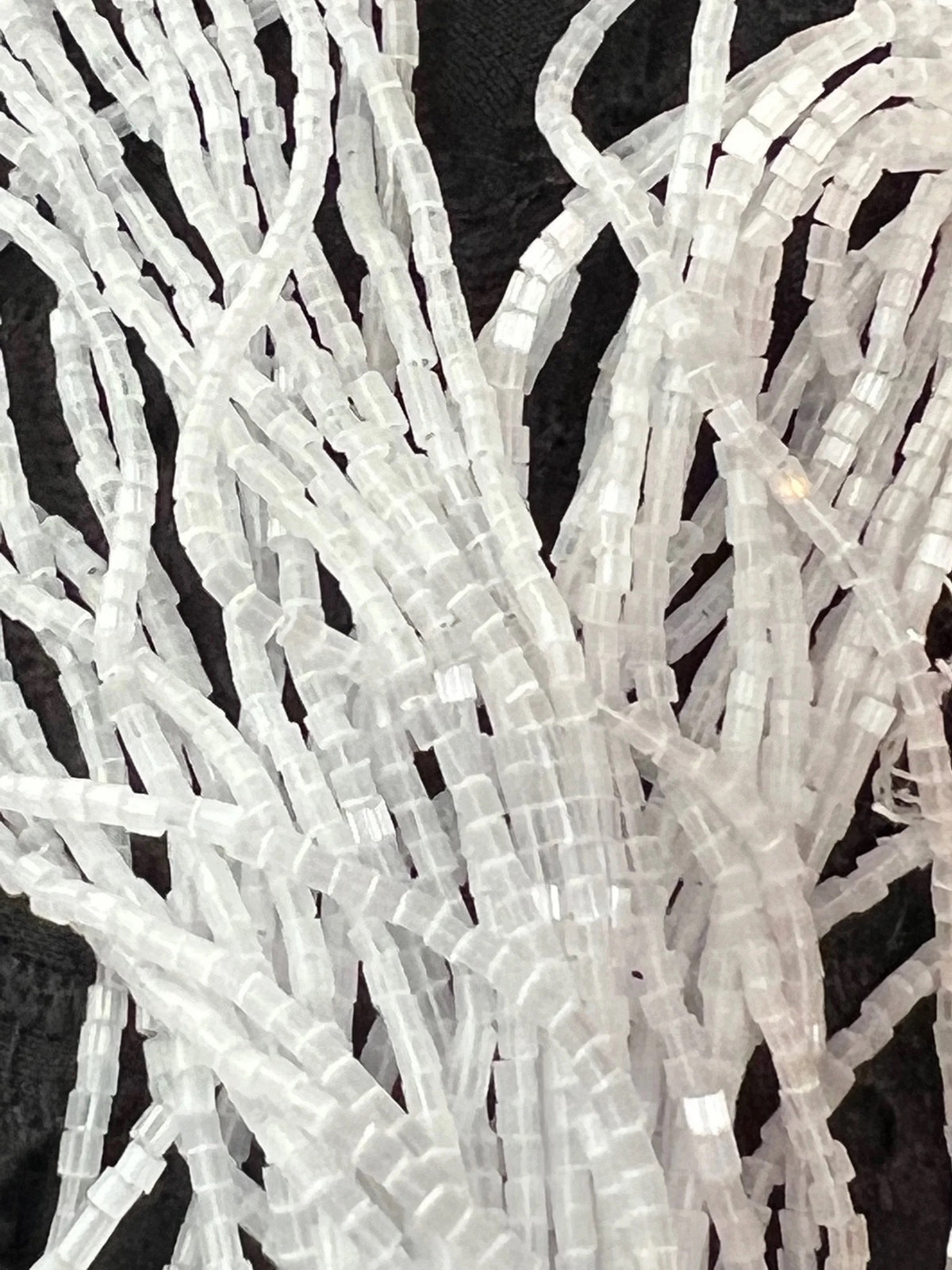 Satin White Bugle Beads Round 1/2* Czech Glass Beads (2175)