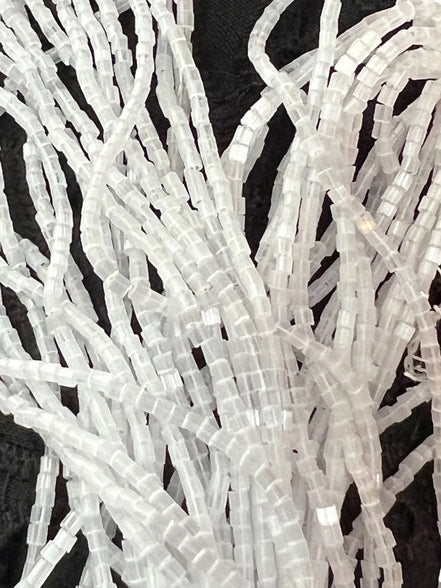 Satin White Bugle Beads Round 1/2* Czech Glass Beads (2175)