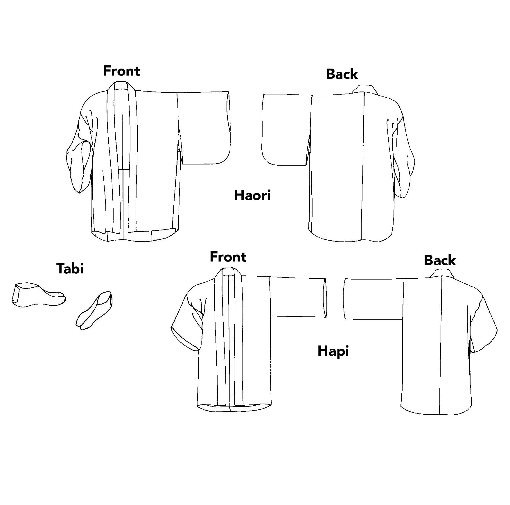 Japanese Hapi & Haori- Folkwear Patterns- 129- Printed Paper Pattern- Misses 6-20 (Hapi & Haori); Men's 34-44 (Hapi)