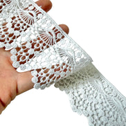 White Fan Pattern Guipure- Lace Trim 9129- 2 1/8” Wide
