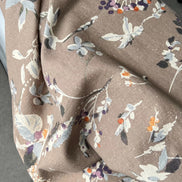 Taupe Gray-Brown Botanical/ Floral Japanese Cotton Linen Blend- 44
