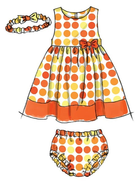 McCall's Sewing Pattern Infants' Lined Dirndl Dresses, Panties and Headband- M6015- S-M-L-XL