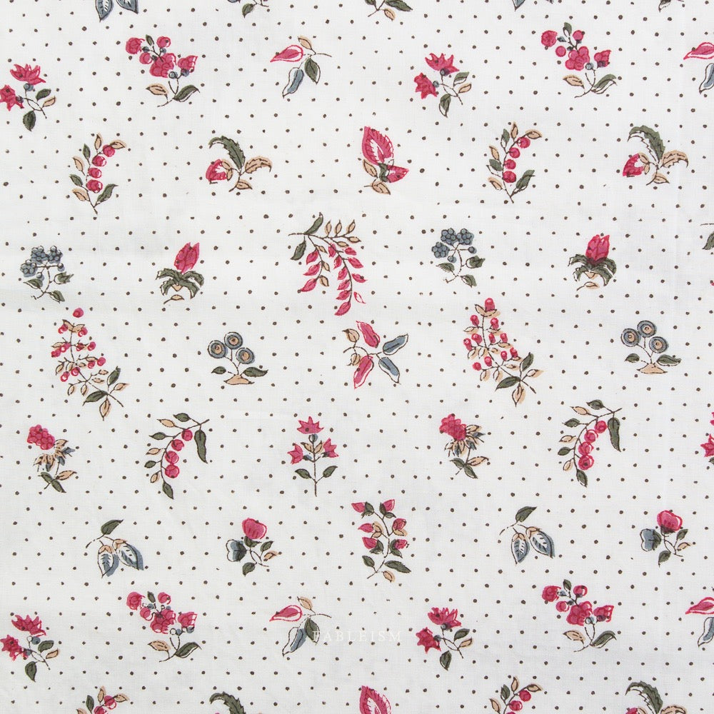 Dottie Floral in Cream- Indian Block Prints: Cottage- Fableism- 44