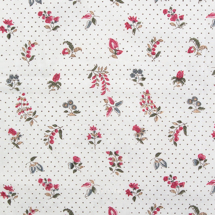 Dottie Floral in Cream- Indian Block Prints: Cottage- Fableism- 44"