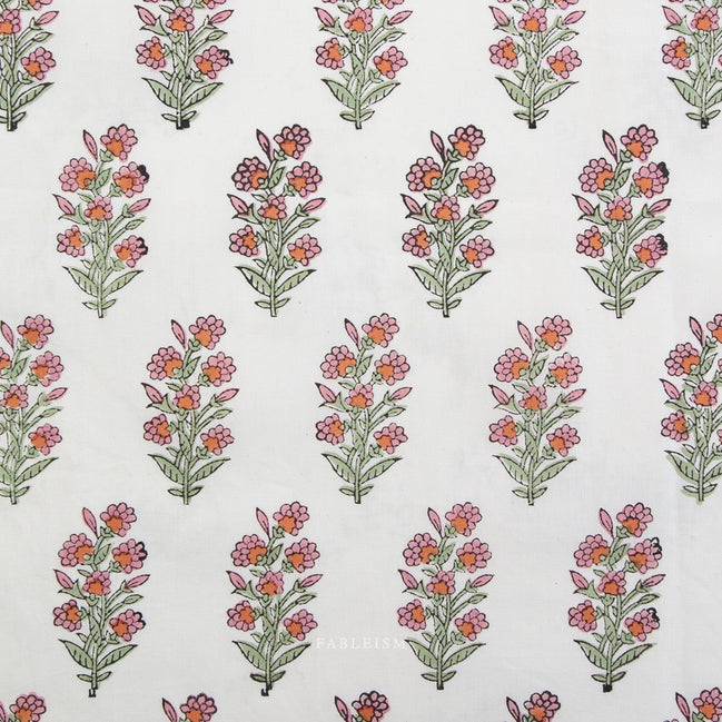 Wild Floral in Blushing- Indian Block Prints: Cottage- Fableism- 44"