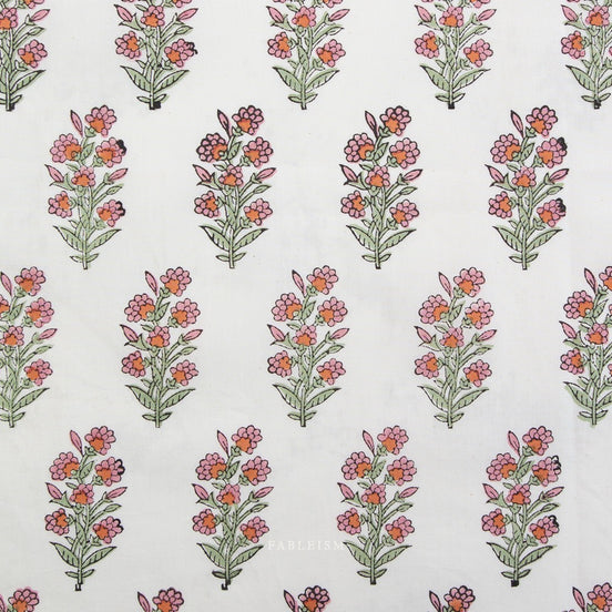 Wild Floral in Blushing- Indian Block Prints: Cottage- Fableism- 44"