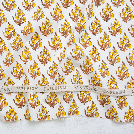 Weekend Floral in Summer- Indian Block Prints: Cottage- Fableism- 44"
