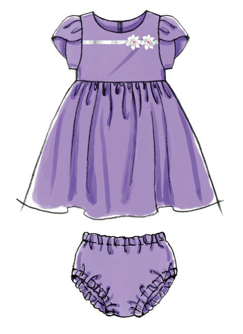 McCall's Sewing Pattern Infants' Lined Dirndl Dresses, Panties and Headband- M6015- S-M-L-XL