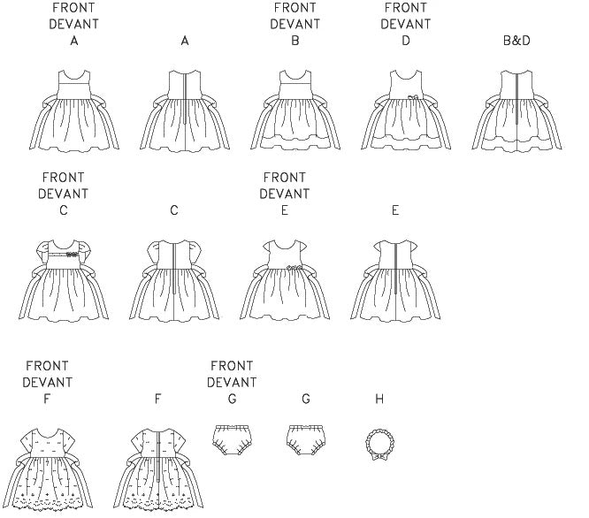 McCall's Sewing Pattern Infants' Lined Dirndl Dresses, Panties and Headband- M6015- S-M-L-XL
