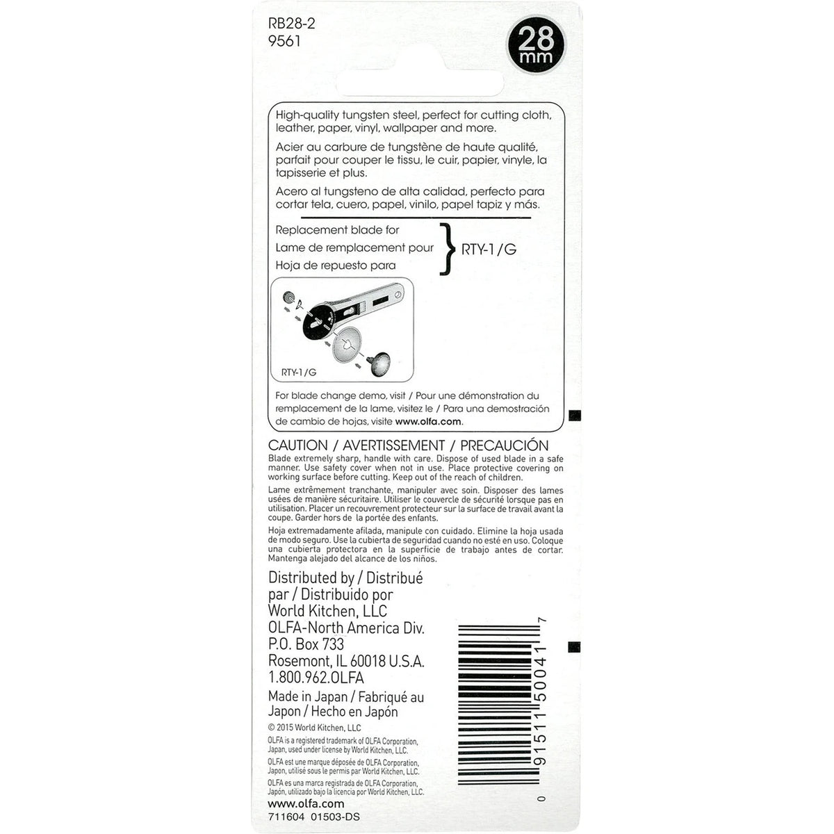 Olfa Replacement Rotary Blades- 28MM- 2 Pack