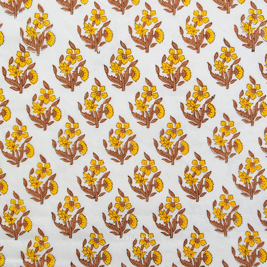 Weekend Floral in Summer- Indian Block Prints: Cottage- Fableism- 44"