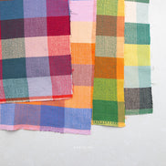 Waffle Happy Checkers in Limon- Cotton Woven Fableism- 54