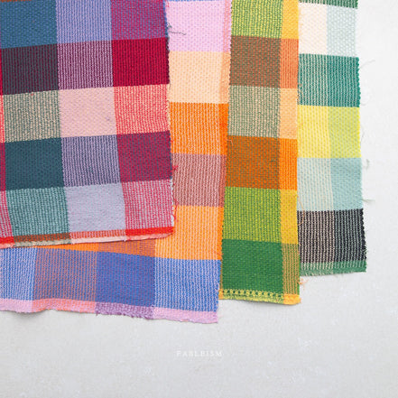 Waffle Happy Checkers in Limon- Cotton Woven Fableism- 54"