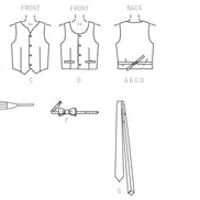 McCall's Sewing Pattern Children's/Boys' Lined Vests, Cummerbund, Bow Tie and Necktie- M7223- (3-4-5-6), (7-8-10-12)