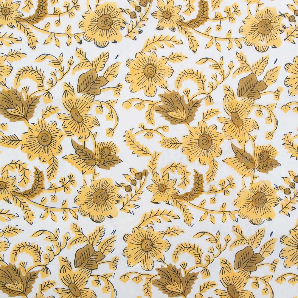 Country Floral in Yellow- Indian Block Prints: Cottage- Fableism- 44