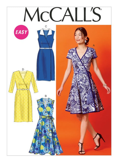 McCall's Sewing Pattern Misses' Wrap Dresses and Belt- M6959- 6-8-10-12-14