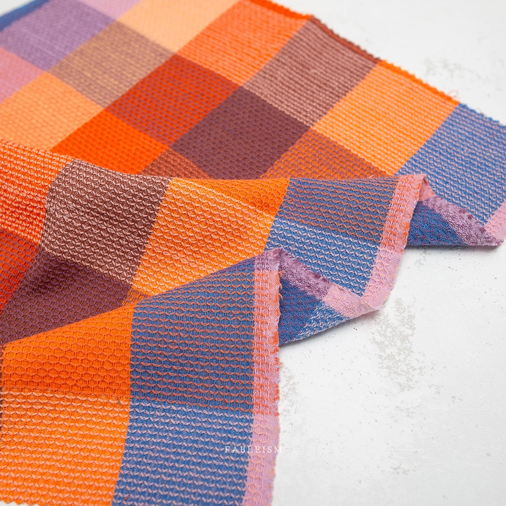 Waffle Happy Checkers in Sorbet- Cotton Woven Fableism- 54