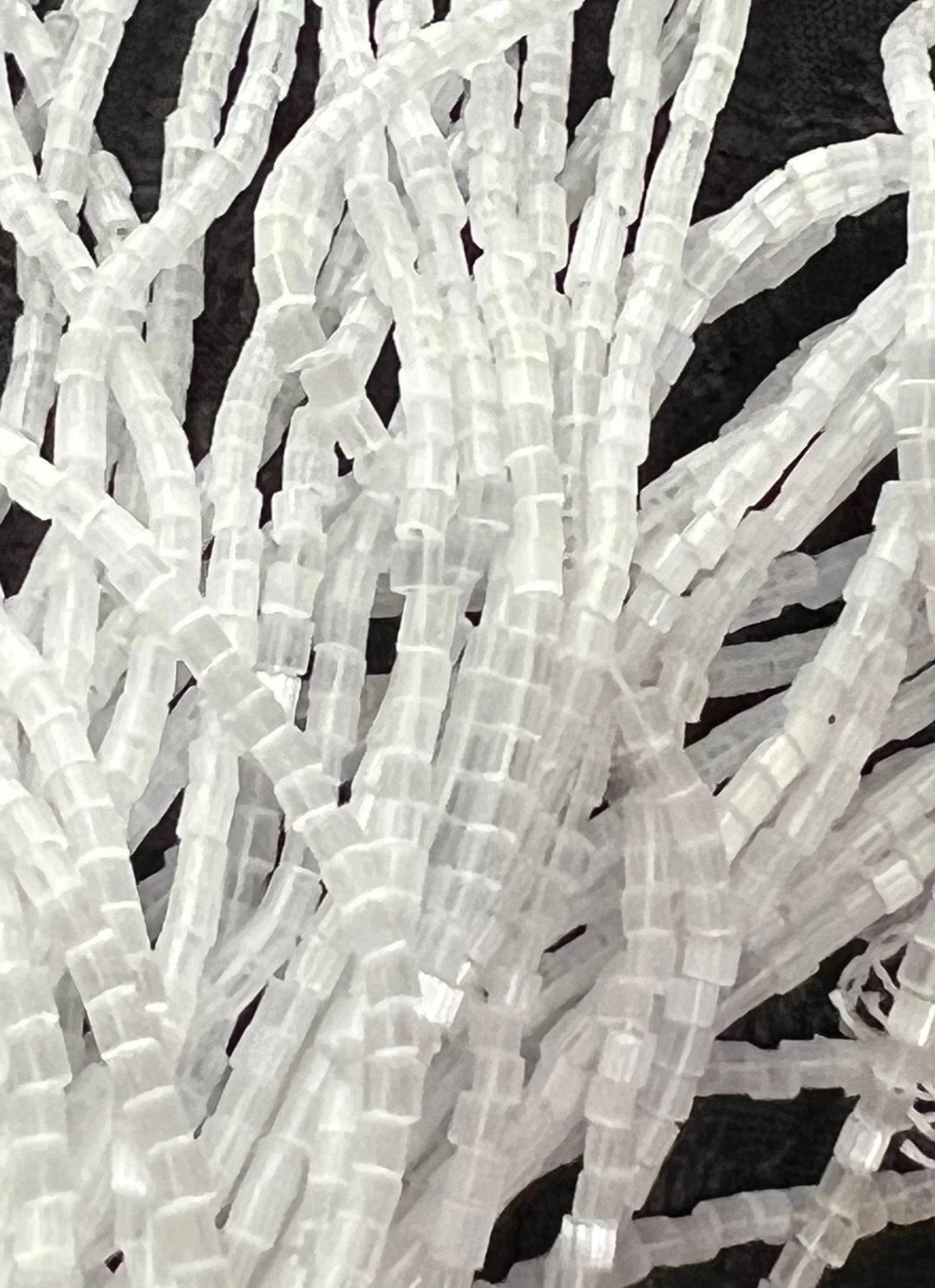 Satin White Bugle Beads Round 1/2* Czech Glass Beads (2175)