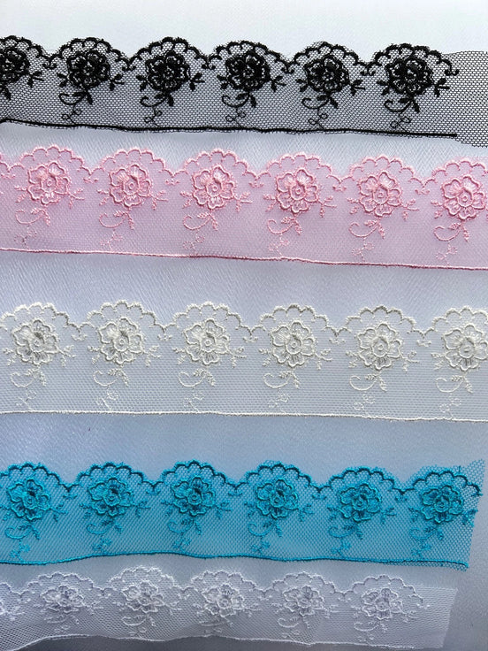 Blue Valenciennes Lace Trim- 1.3"- 4108