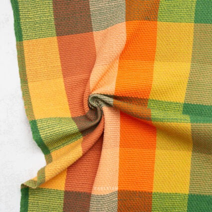 Waffle Happy Checkers in Cider- Cotton Woven Fableism- 54"