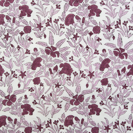 Cozy Floral in Purple- Indian Block Prints: Cottage- Fableism- 44"