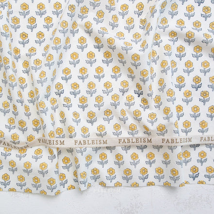 Flowerling in Yellow- Indian Block Prints: Cottage- Fableism- 44"