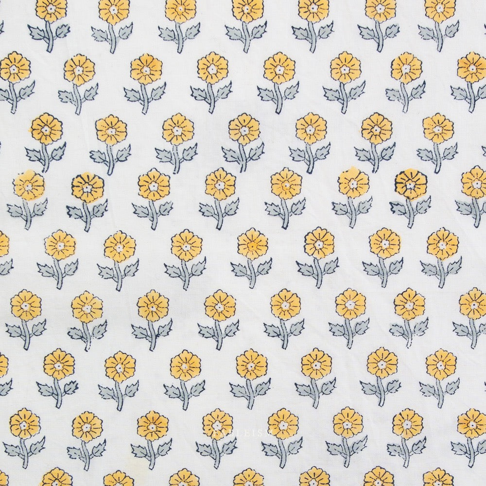 Flowerling in Yellow- Indian Block Prints: Cottage- Fableism- 44