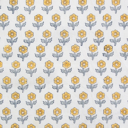 Flowerling in Yellow- Indian Block Prints: Cottage- Fableism- 44"