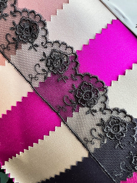 Black Valenciennes Lace Trim- 1.3"- 4108