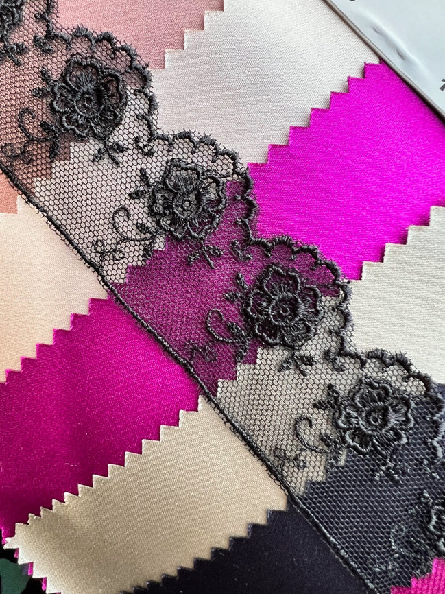 Black Valenciennes Lace Trim- 1.3"- 4108