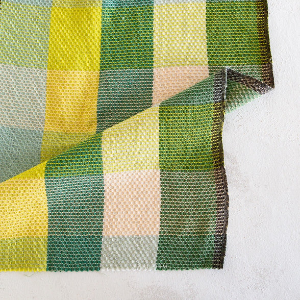 Waffle Happy Checkers in Limon- Cotton Woven Fableism- 54"