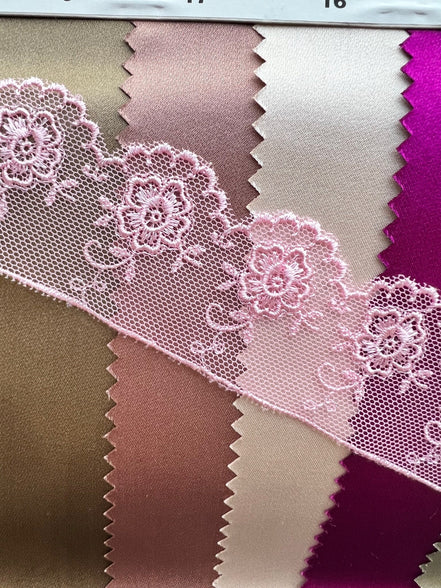 Pink Valenciennes Lace Trim- 1.3"- 4108
