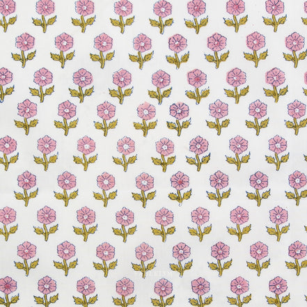 Flowerling in Pink- Indian Block Prints: Cottage- Fableism- 44"