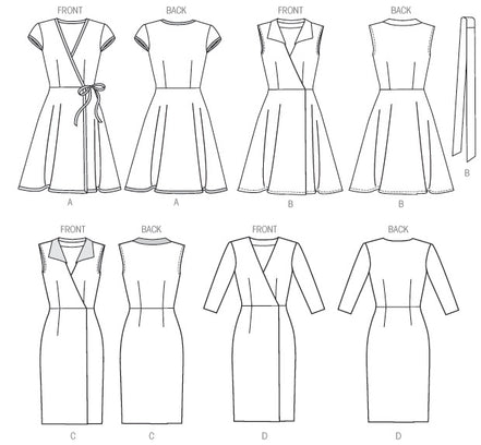 McCall's Sewing Pattern Misses' Wrap Dresses and Belt- M6959- 6-8-10-12-14