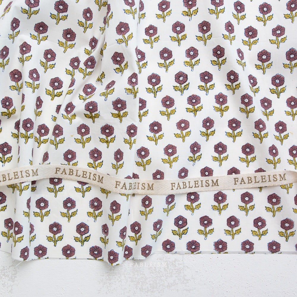 Flowerling in Eggplant- Indian Block Prints: Cottage- Fableism- 44