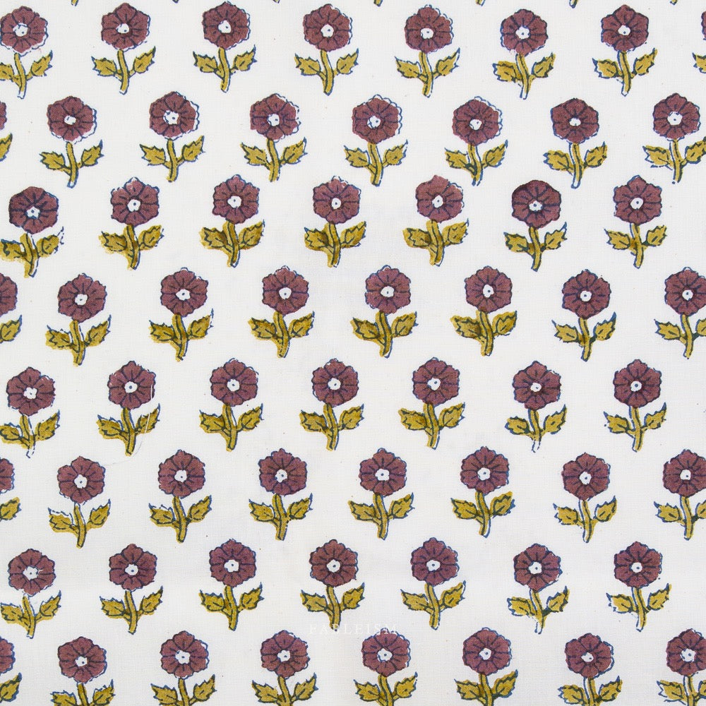 Flowerling in Eggplant- Indian Block Prints: Cottage- Fableism- 44