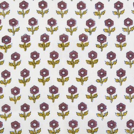Flowerling in Eggplant- Indian Block Prints: Cottage- Fableism- 44"