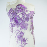 1706 Purple, Silver Embroidered Tulle