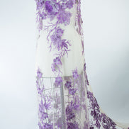 1706 Purple, Silver Embroidered Tulle