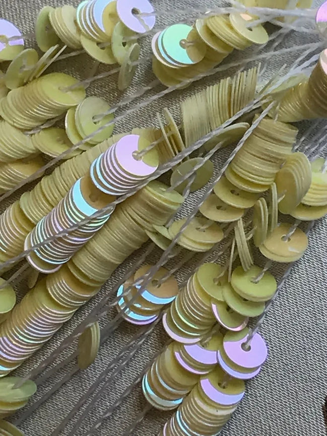 Light Yellow "Oriental” Sequins Flat 4MM (1487) or Cups 3MM (14218), 4MM (14222)