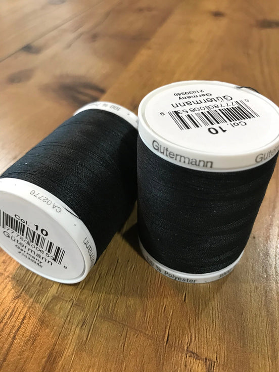 Gutermann Sew-All Thread 1000m/1094y BLACK #10 (1 SPOOL)