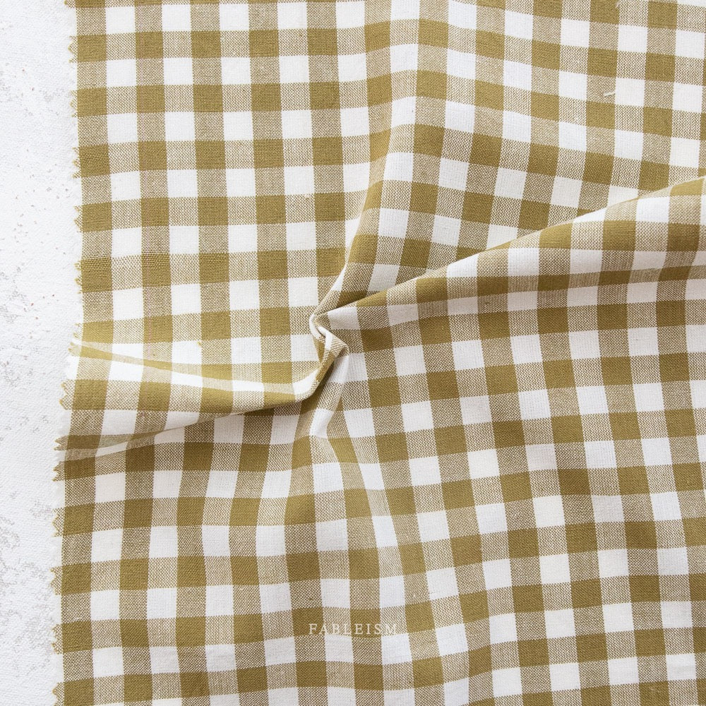 Camp Gingham- “Moss” Brown- Green- Fableism- 44” Wide- Cotton Woven- 3/8” Squares