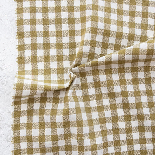 Camp Gingham- “Moss” Brown- Green- Fableism- 44” Wide- Cotton Woven- 3/8” Squares