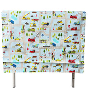 Cosmo Light Blue Buses, Tractors, Trucks, Bulldozers- 43” Wide Cotton Fabric- COSSP2611-11b