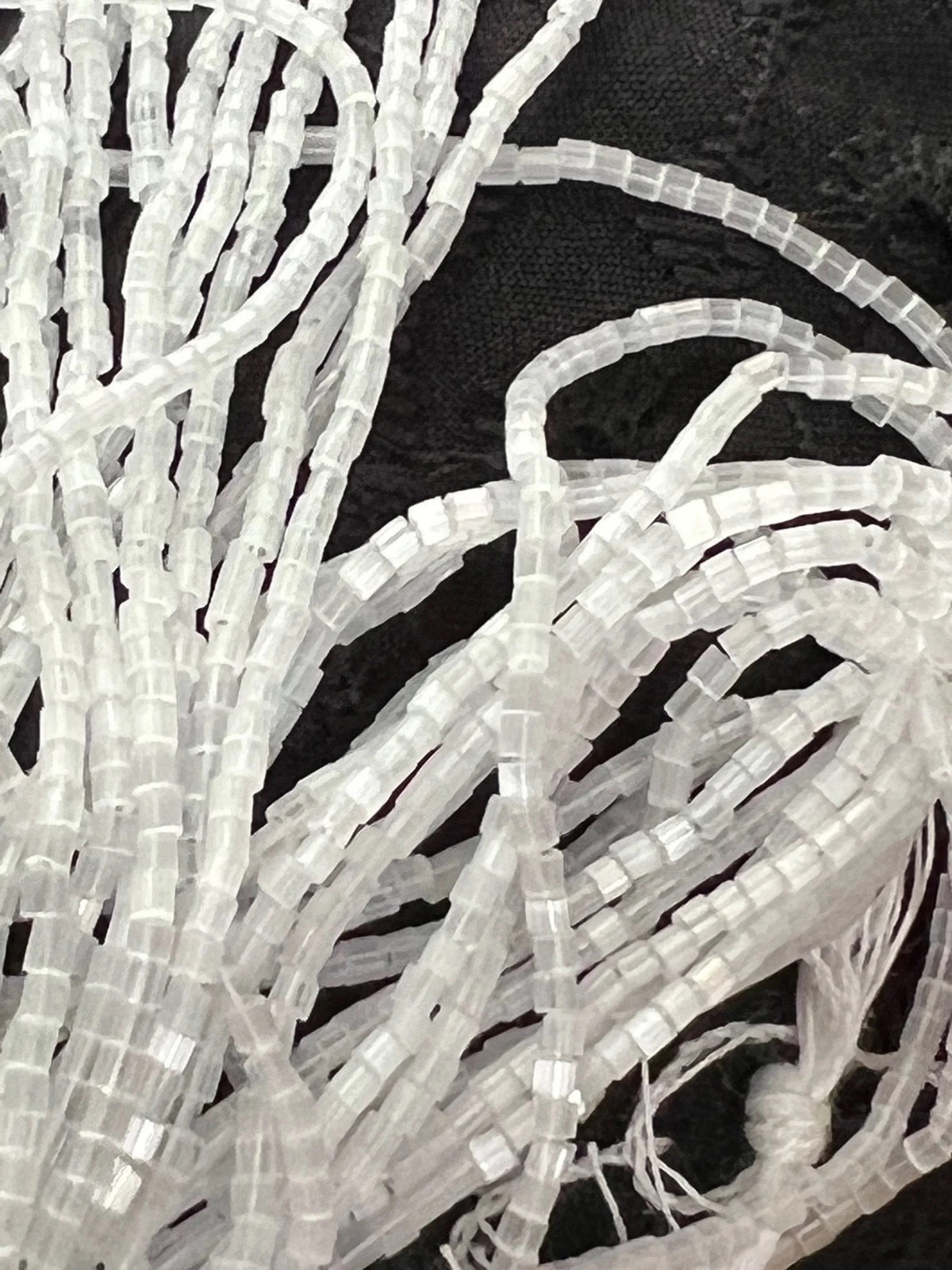 Satin White Bugle Beads Round 1/2* Czech Glass Beads (2175)