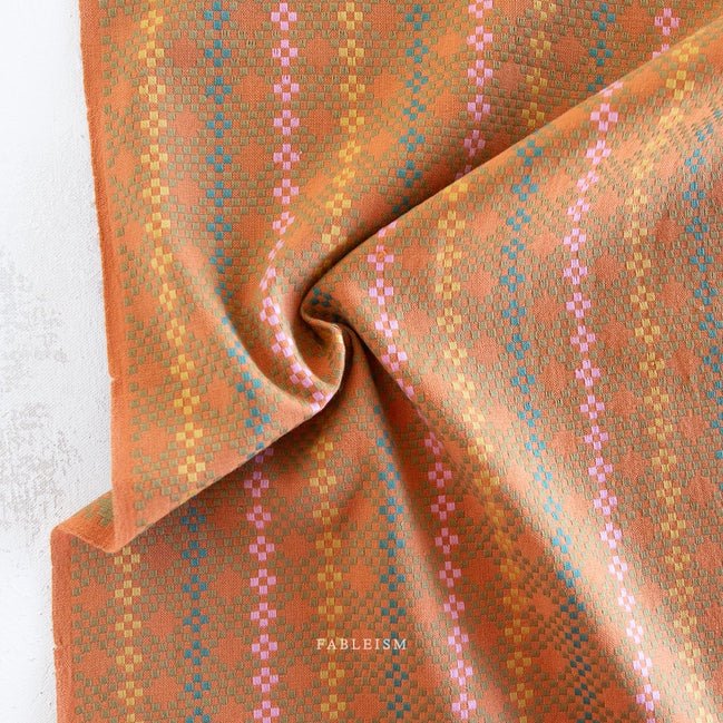 Woven Cotton Fabric- “Mosaic- Amaretto”- Lucky Loom- Fableism- 44” Wide