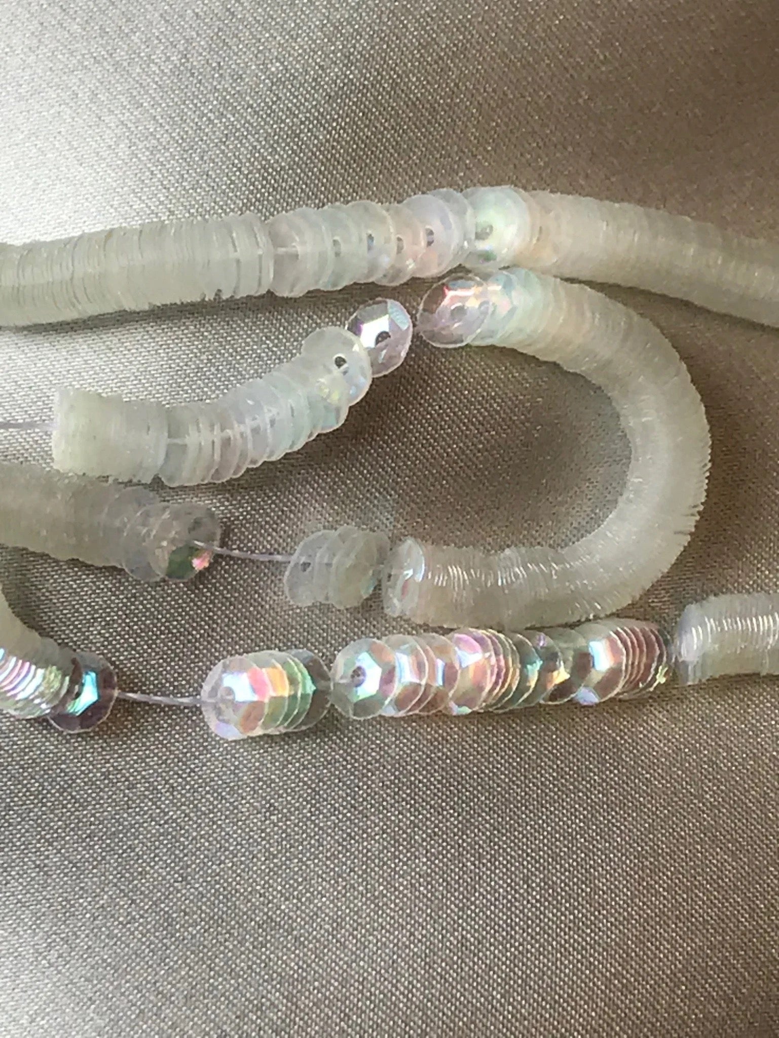 Transparent Iridescent Cup Sequins 3MM (14292), 4MM (1453), 5MM (14255)- High Grade- Strung For Professional Use
