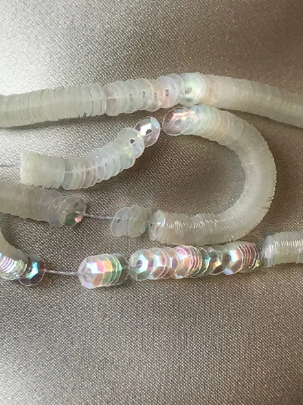 Transparent Iridescent Cup Sequins 3MM (14292), 4MM (1453), 5MM (14255)- High Grade- Strung For Professional Use